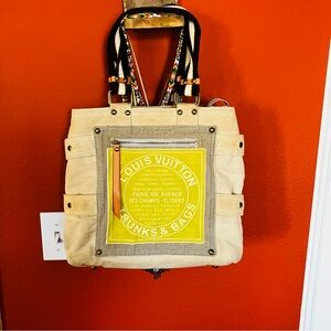 Louis Vuitton Beige and Yellow Canvas Tote